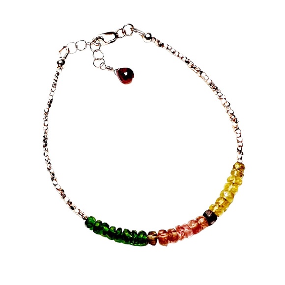 Natural Rainbow Tourmaline Bracelet Karen Hill Tribe Rose Gold Vermeil Beads - Picture 8 of 8